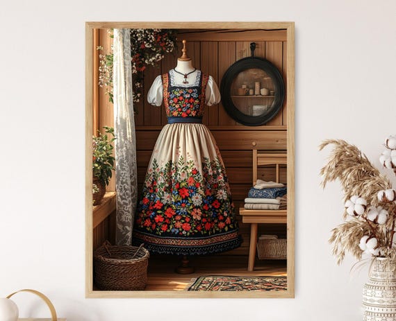 Swedish Folk Dress Illustration Hallandssm Embroidery Traditional Scandinavian Fashion