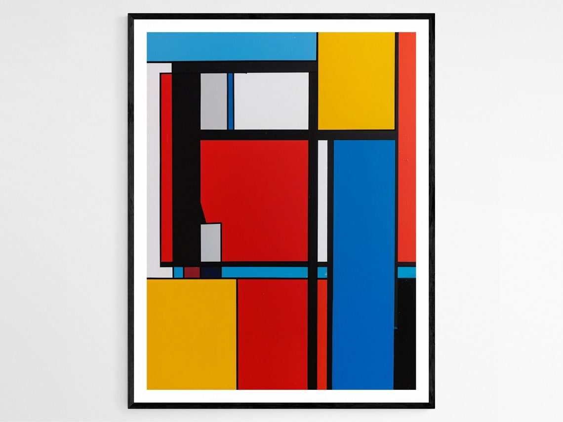 De Stijl Inspired Art Painting Geometric Abstract Modern Home Decor Unique Housewarming Gift