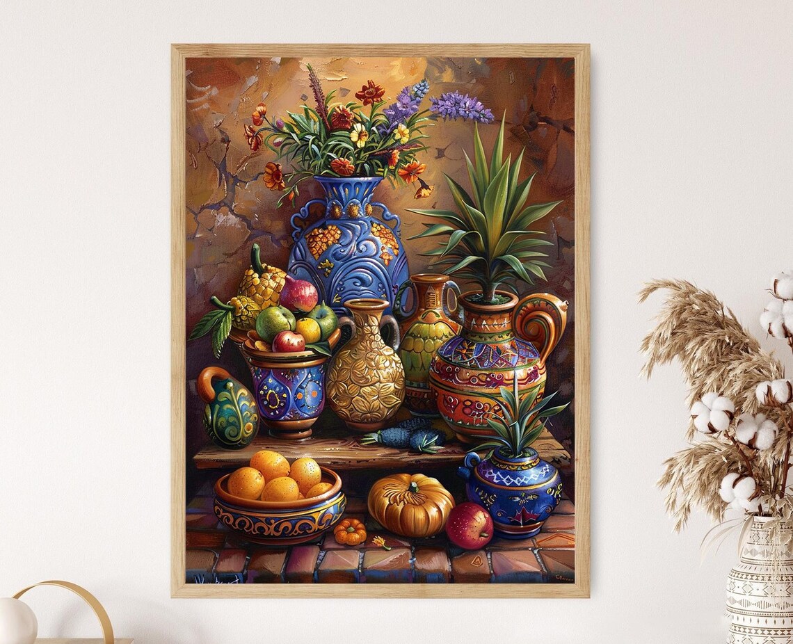Puerto Rican Pottery Painting, Ceramic Art Print