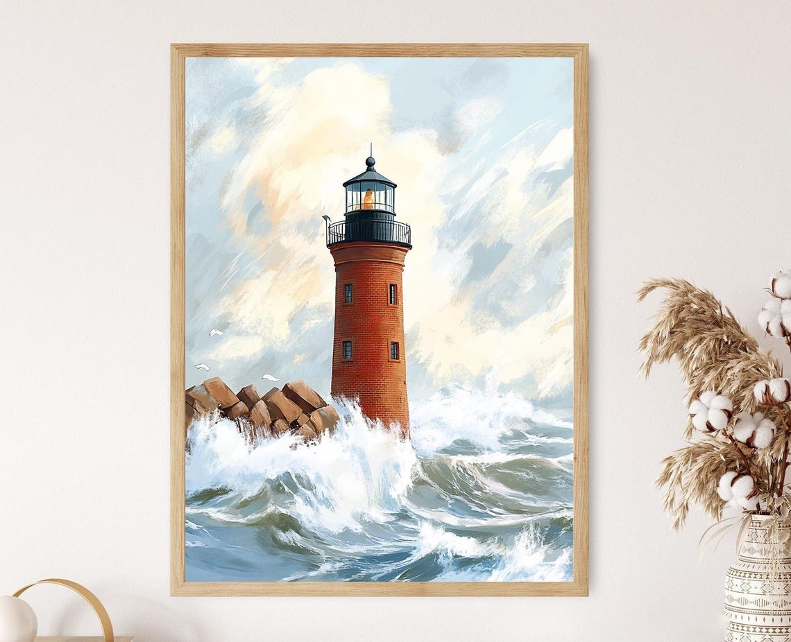 Breakwater East End Lighthouse Art Print Delaware Coastal Landmark