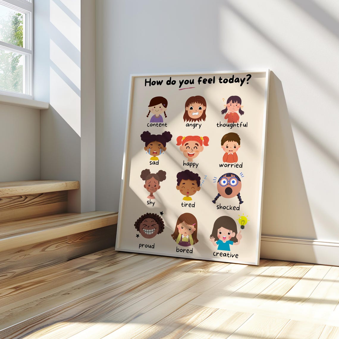 How Do You Feel Today Kids Emotions Faces Poster Feelings Learning Art - Image 2