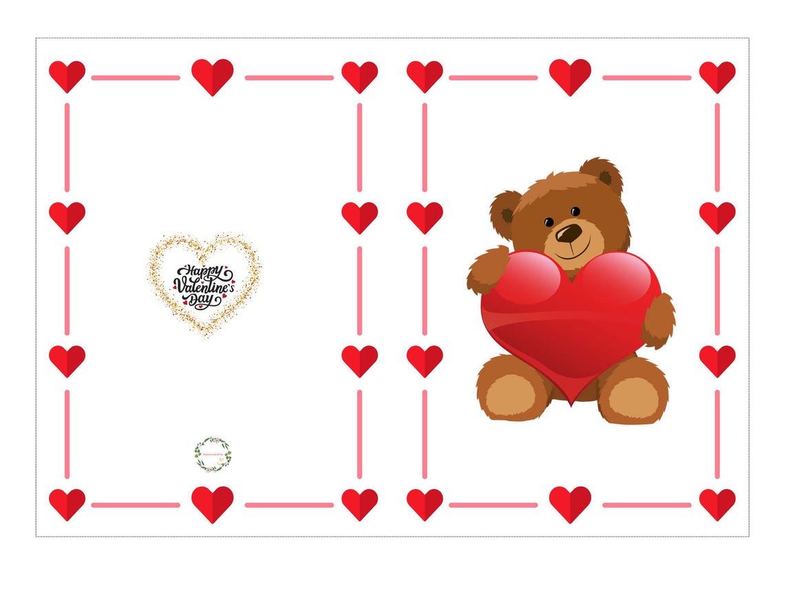 Happy Valentine's Day Teddy Bear Holding A Glitter Heart Art Print - Image 3