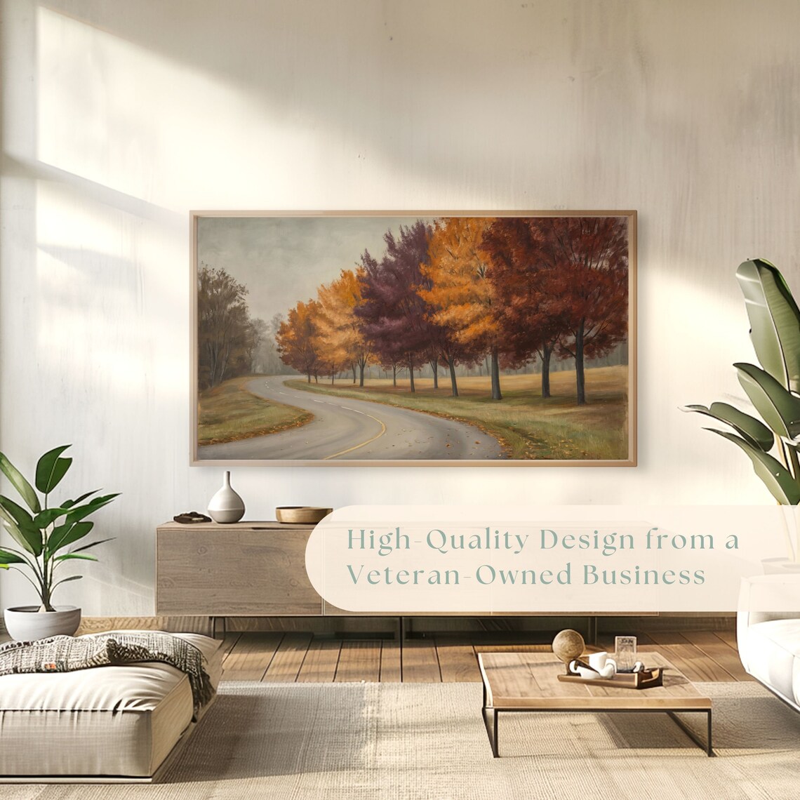 Winding Country Road Through Vibrant Autumn Trees Landscape Poster - Image 4
