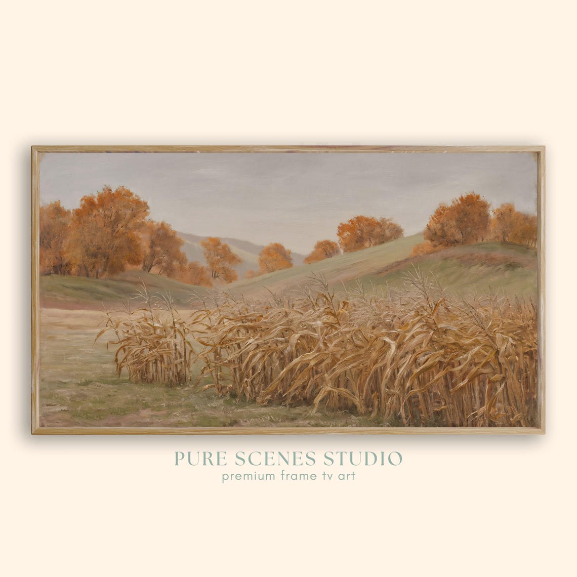 Dried Corn Stalks Autumn Field Rolling Hills Fall Foliage Poster