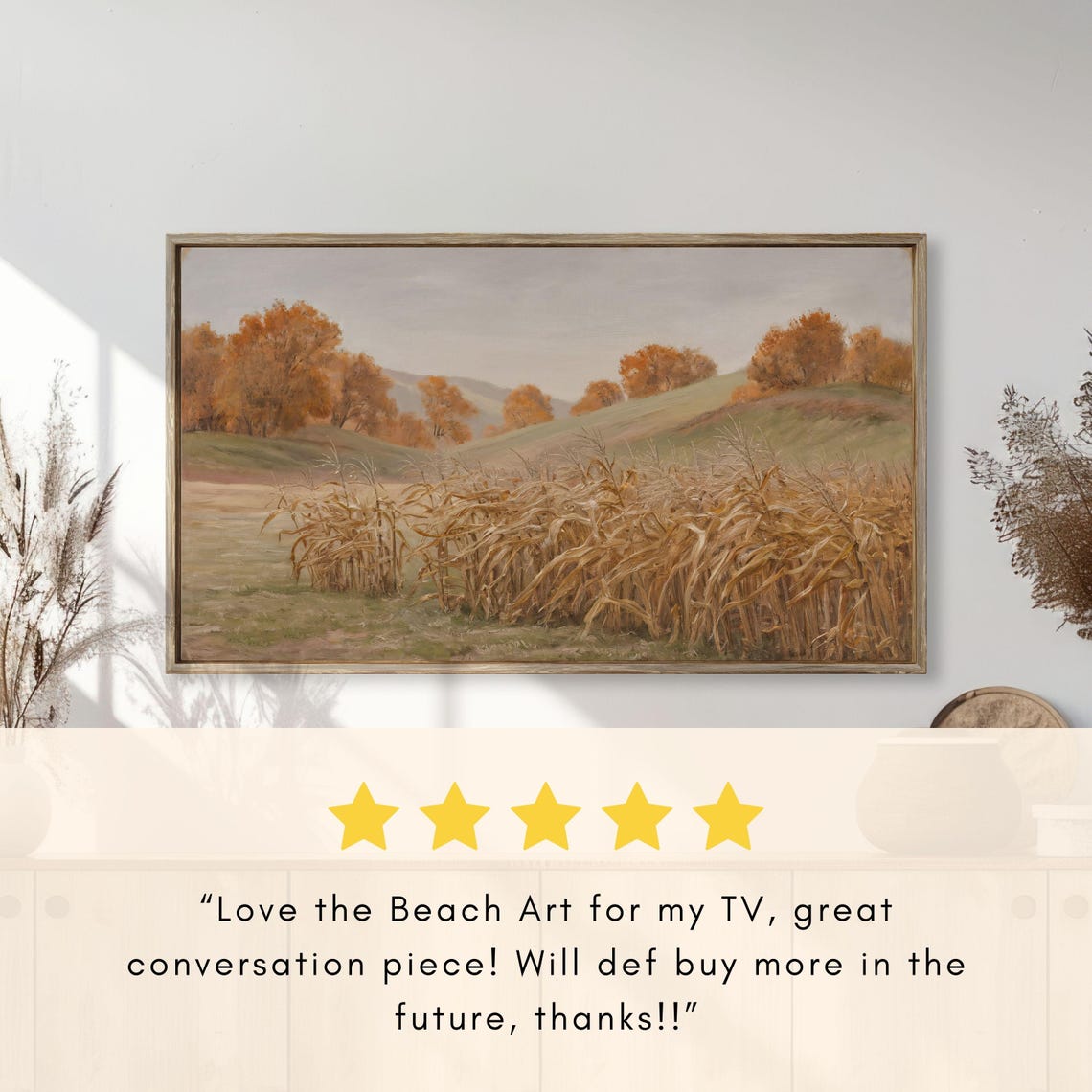Dried Corn Stalks Autumn Field Rolling Hills Fall Foliage Poster - Image 2