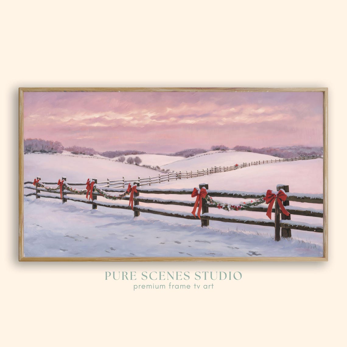 Frame Tv Art Christmas Frame Tv Art 4k Vintage Landscape Painting Snowy Fence Holiday Garlands Tv Wallpaper