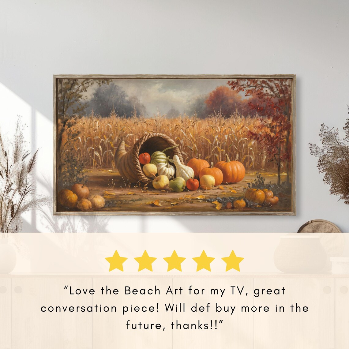 Cornucopia With Gourds, Apples, Pumpkins - Image 2
