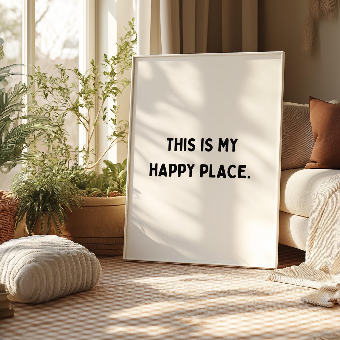 This Is My Happy Place Minimalist Quote Poster Neutral Decor