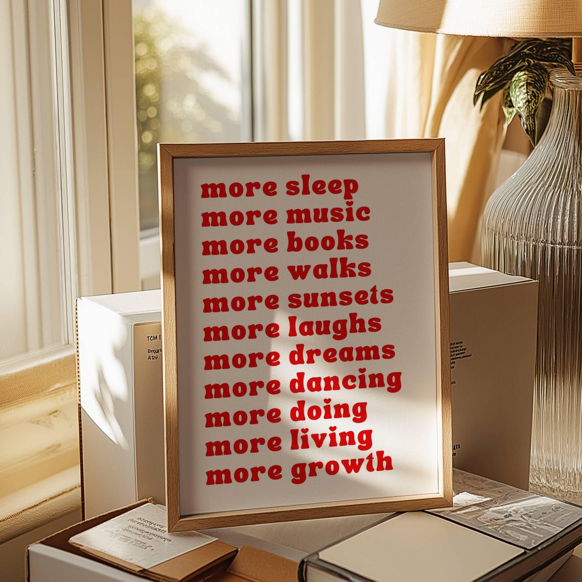 More Joy More Growth Retro Red Typography Motivational Poster - Image 3