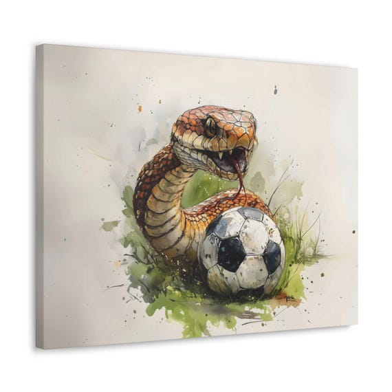 Soccer Snake Maximalist Eclectic Sports Print Rugged Football Airbnb Childrens Art Fantasy Nature Rustic Wall Decor