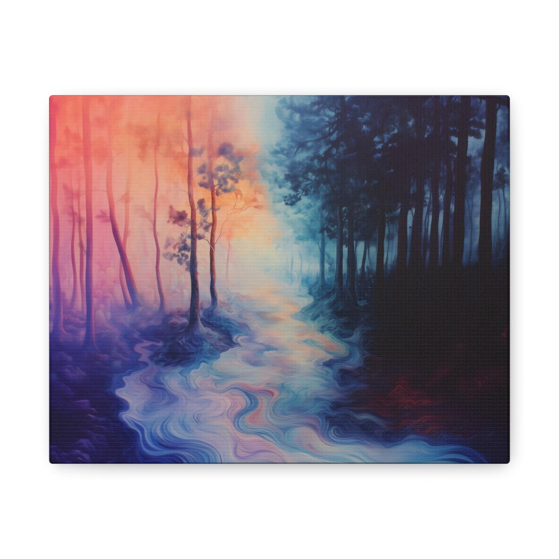 Pink and Blue Melting Forest Fog With Swirling Mist Art Print - Image 3