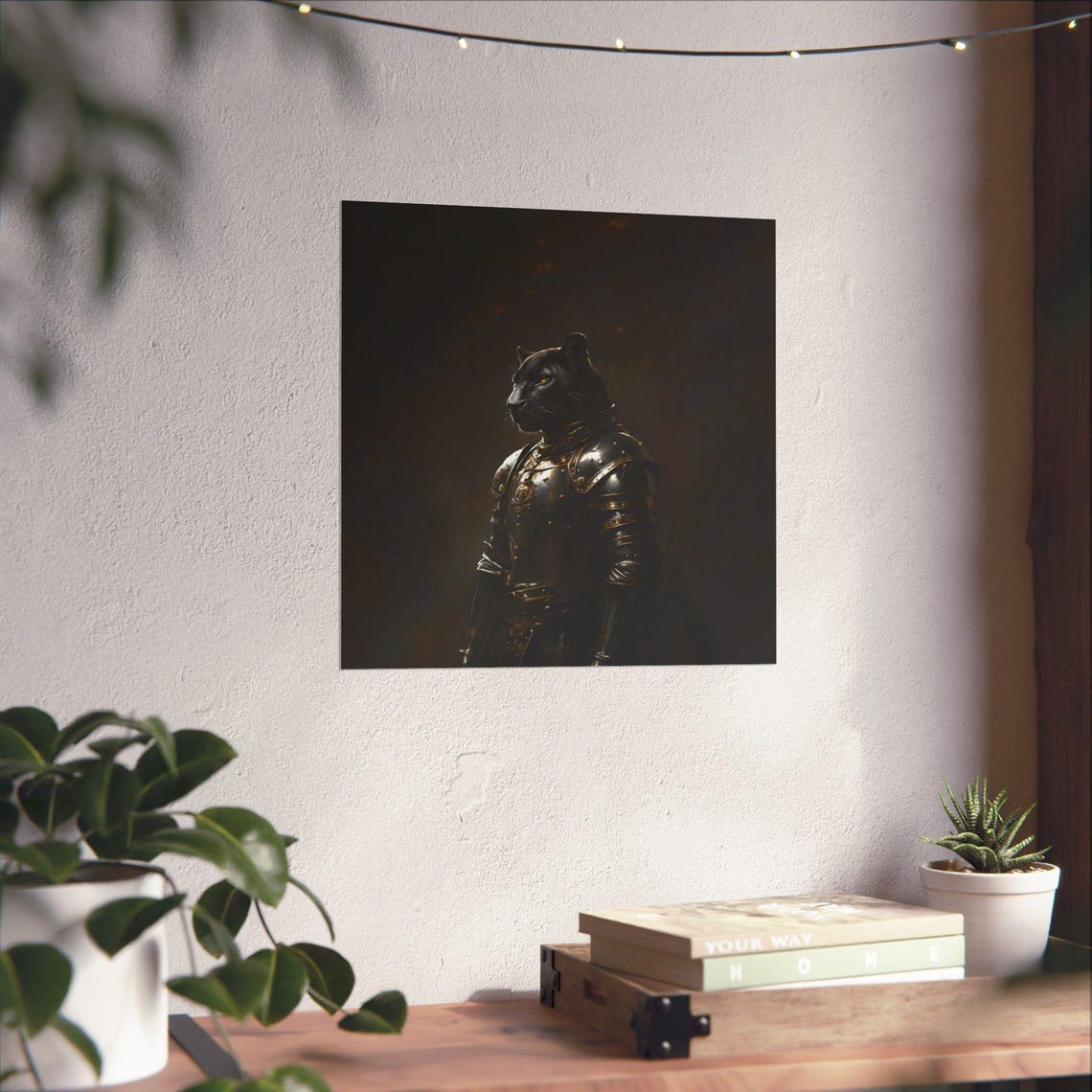 Black Panther Knight In Dark Steel Armor Medieval Portrait Poster