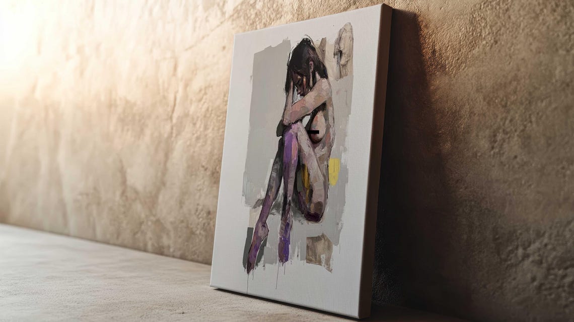 Mature Content Expressionist Art Modern Home Decor Nude Art Sensual Art Abstract Wall Art