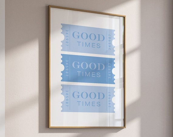 Cool Girl Prints Blue Good Times Ticket Downtown Girl Poster Retro Bar Cart Decor City Girl Wall Art Trendy Apartment Prints