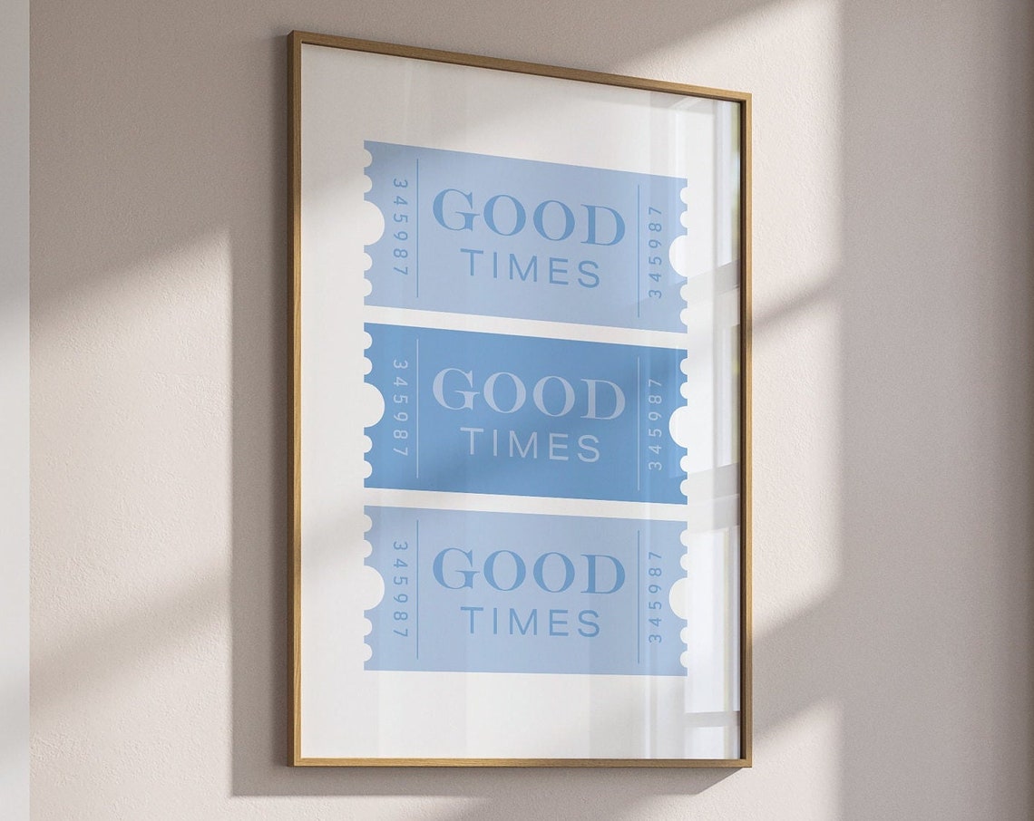 Good Times Trio Blue Ticket Stubs Retro Nostalgia Wall Poster