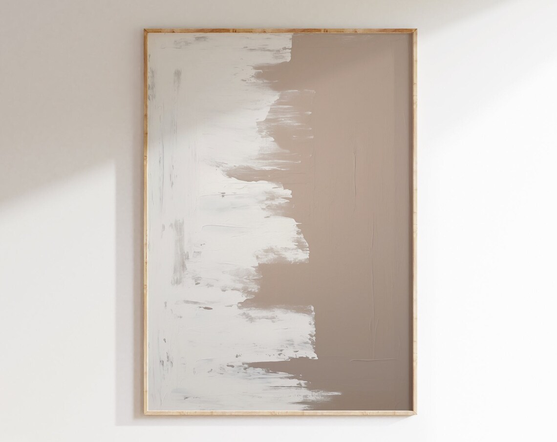 Neutral Toned Abstract Scandinavian Brushwork, Art Print