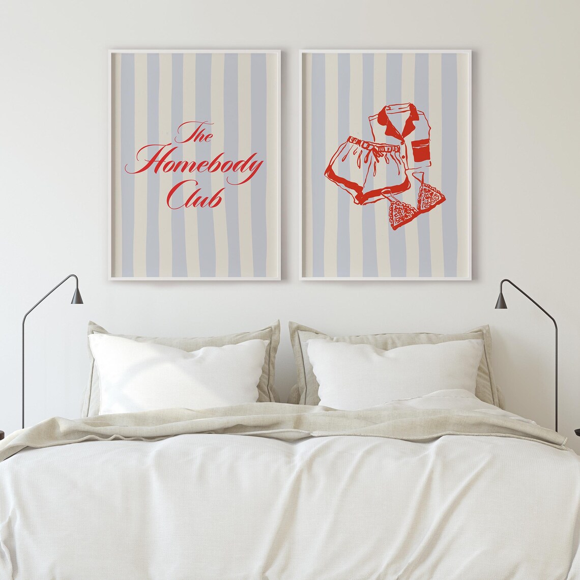 Red Lingerie Pajama Set Coquette Bedroom Illustration Poster - Image 2