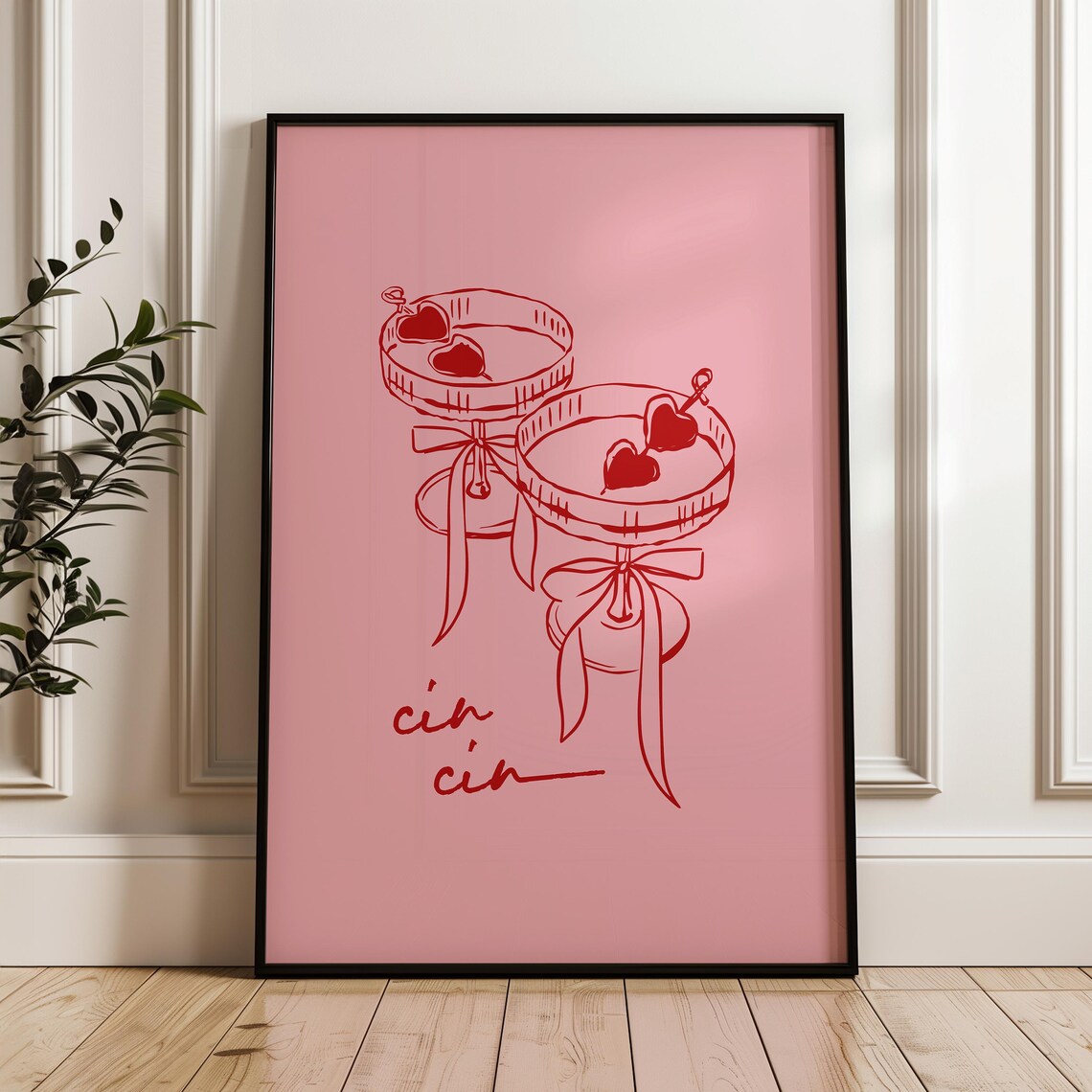 Cin Cin Wine Poster, Retro Cocktail Art Print