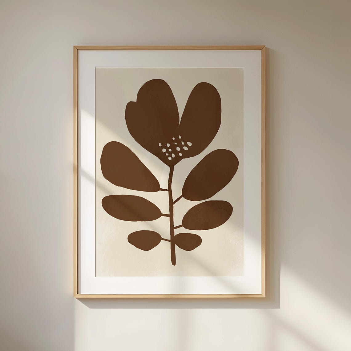 Brown Abstract Bloom Cream Background Soft Minimalist Art Poster - Image 6
