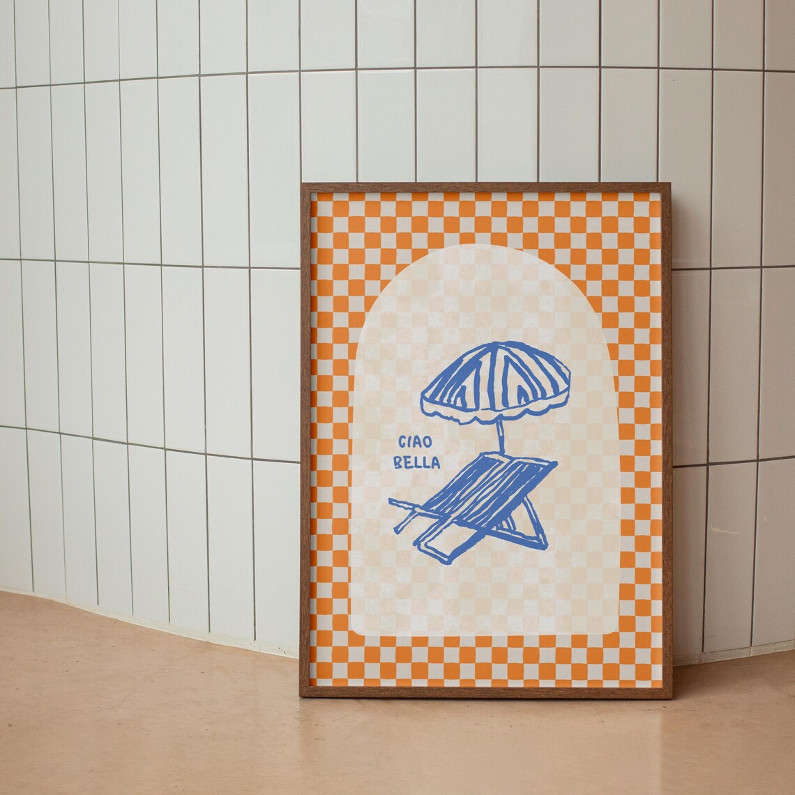Ciao Bella Italy Beach Umbrella Retro Travel Poster - Image 3