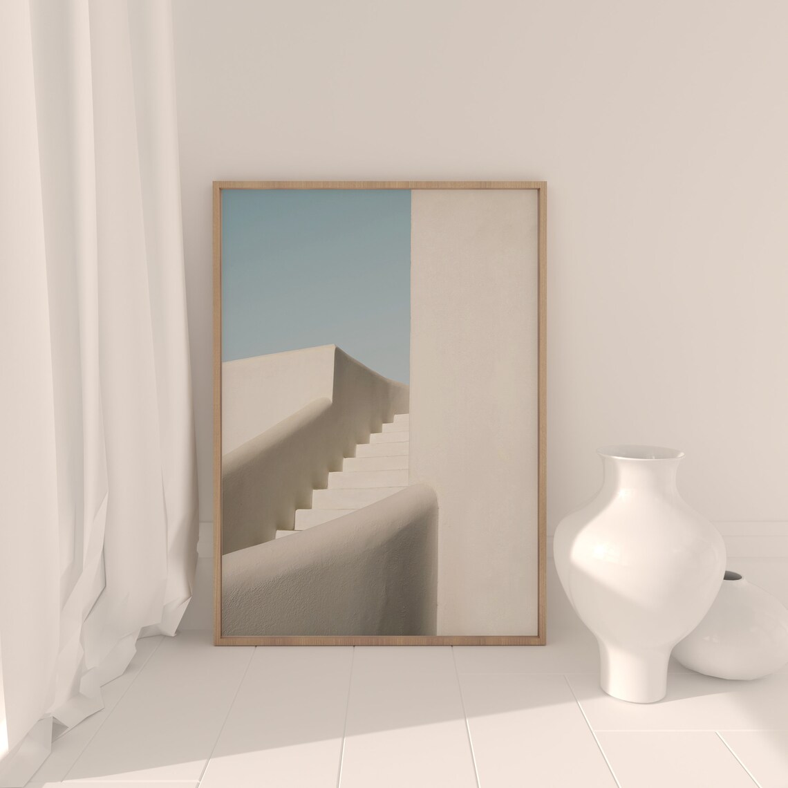 Minimalist Architecture Print, Greece Stairs Art - Image 3