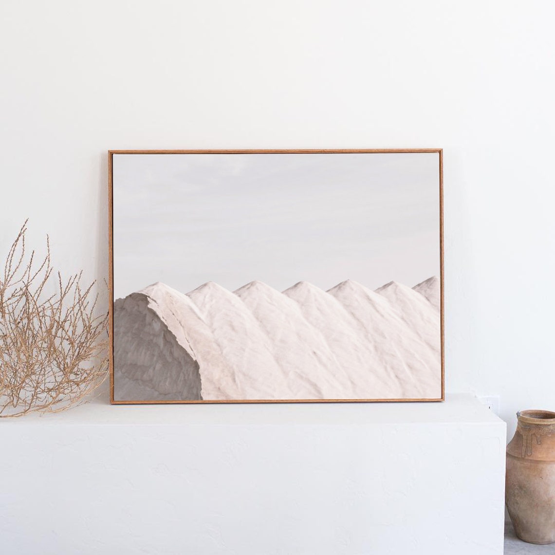 White Minimalist Sand Dunes Ridges Neutral Desert Photo Art Poster - Image 3