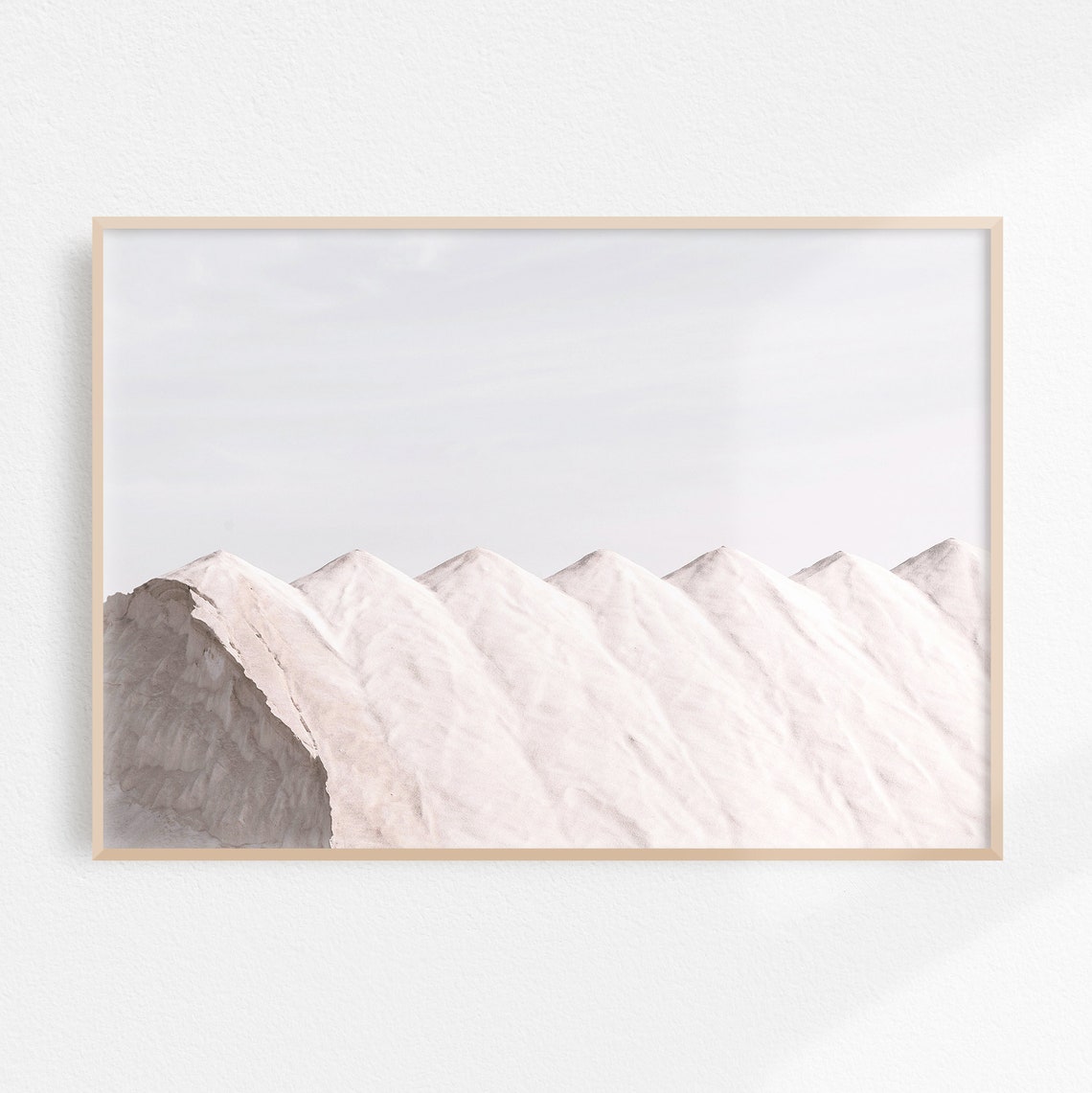 White Minimalist Sand Dunes Ridges Neutral Desert Photo Art Poster