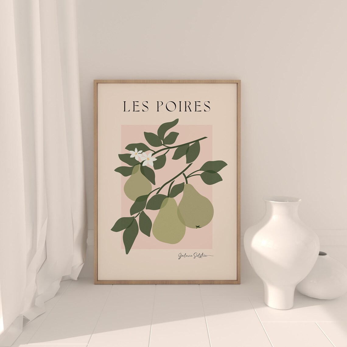 Pears Poster, Vintage Green Kitchen Wall Art - Image 3