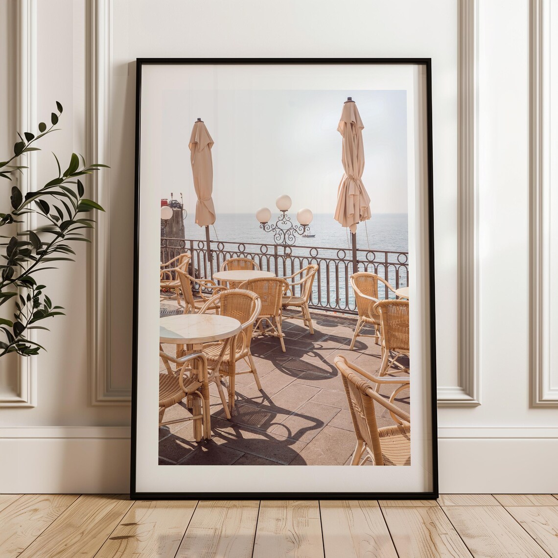 Amalfi Cafe Print Neutral Amalfi Poster Italy Wall Art Italian Restaurant Print European Decor Amalfi Coast Art Print Pink Yellow Art - Image 3