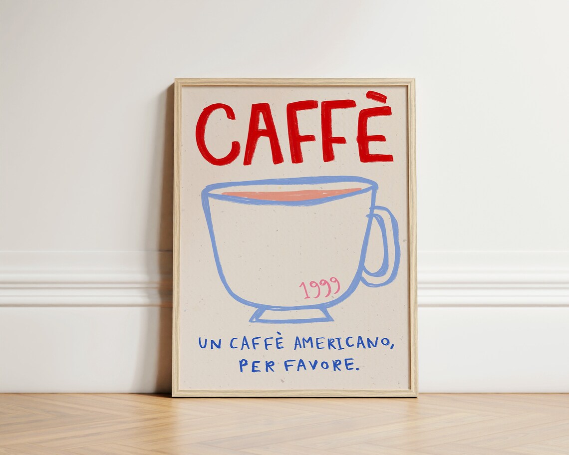 Caffè 1999 Un Caffè Americano Per Favore Italian Coffee Poster