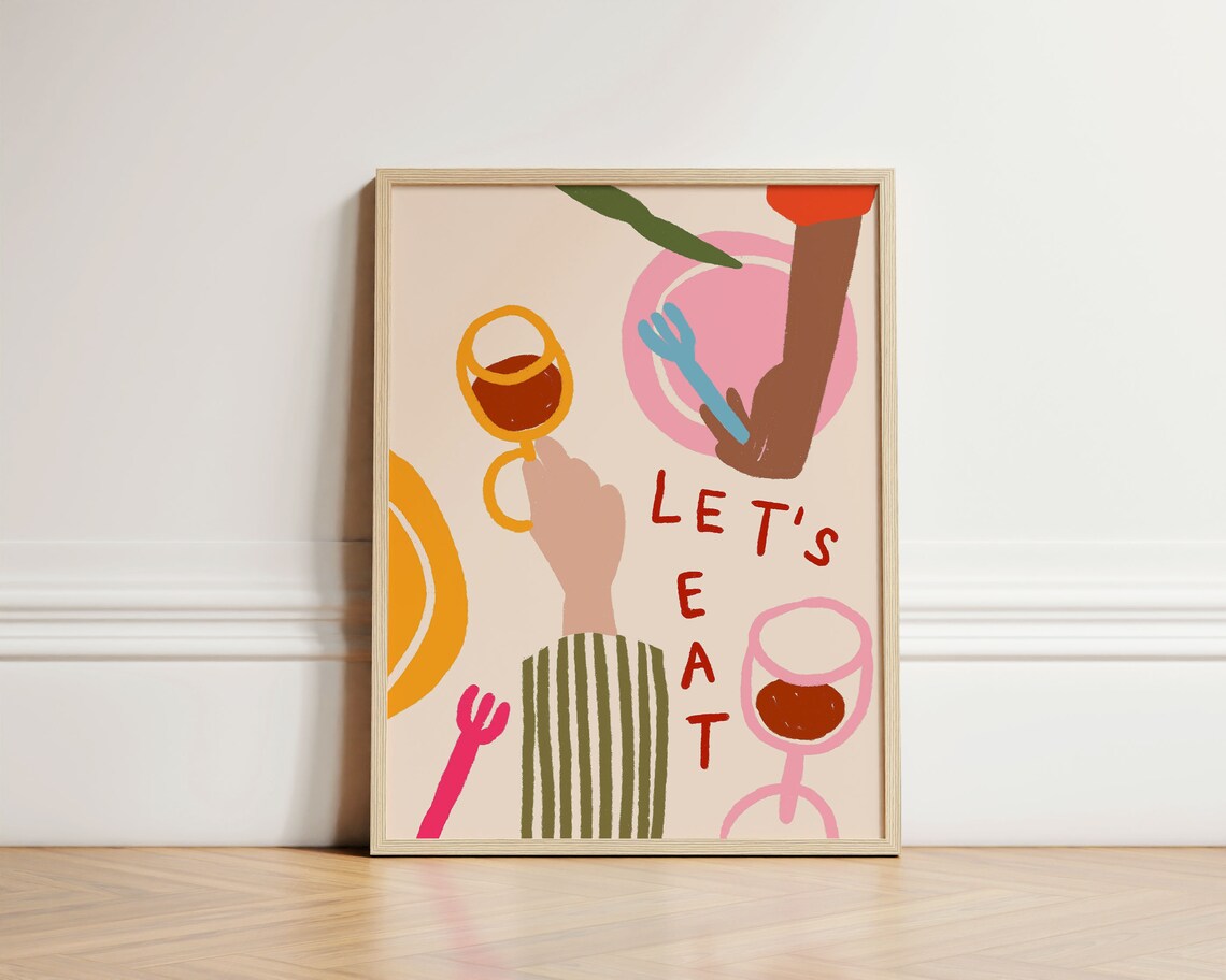 Lets Eat Print, Quirky Abstract Kitchen Poster