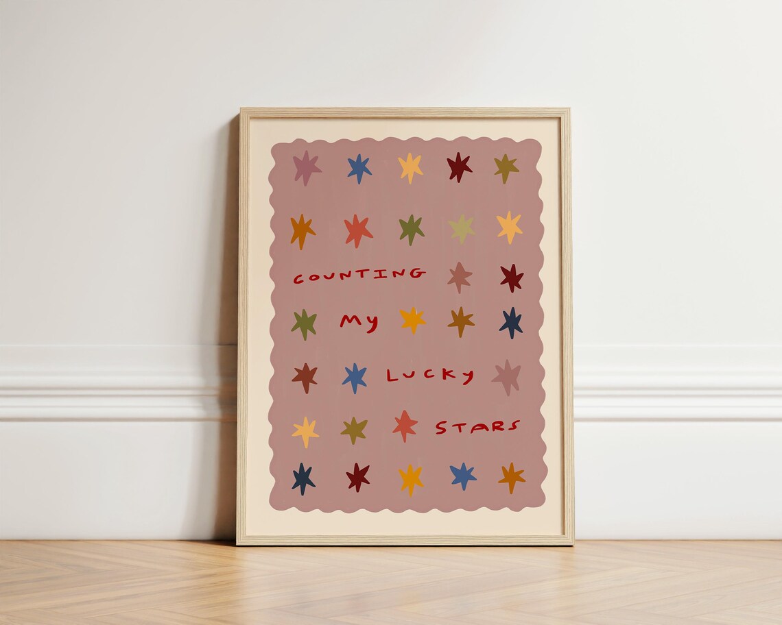 Lucky Stars Nursery Bedroom Boho Art Print
