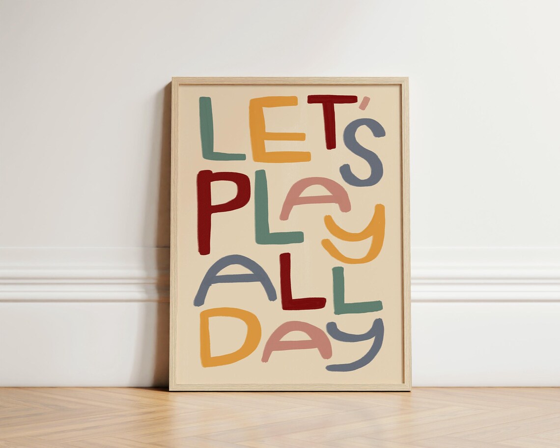 Lets Play Nursery Kids Bedroom Boho Art Print