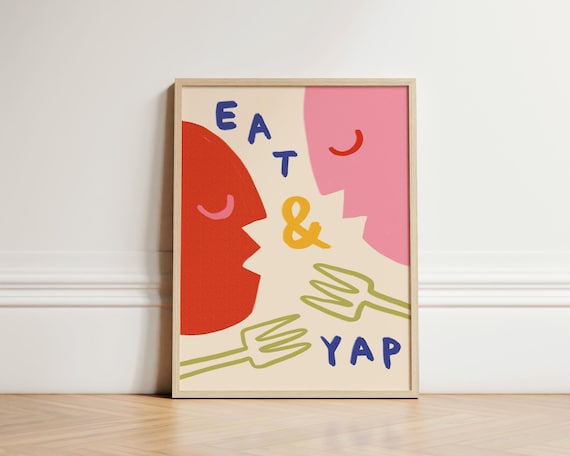 Eat And Yap Print Kitchen Wall Art Abstract Quirky Poster Dining Room Apartment Decor Unframed
