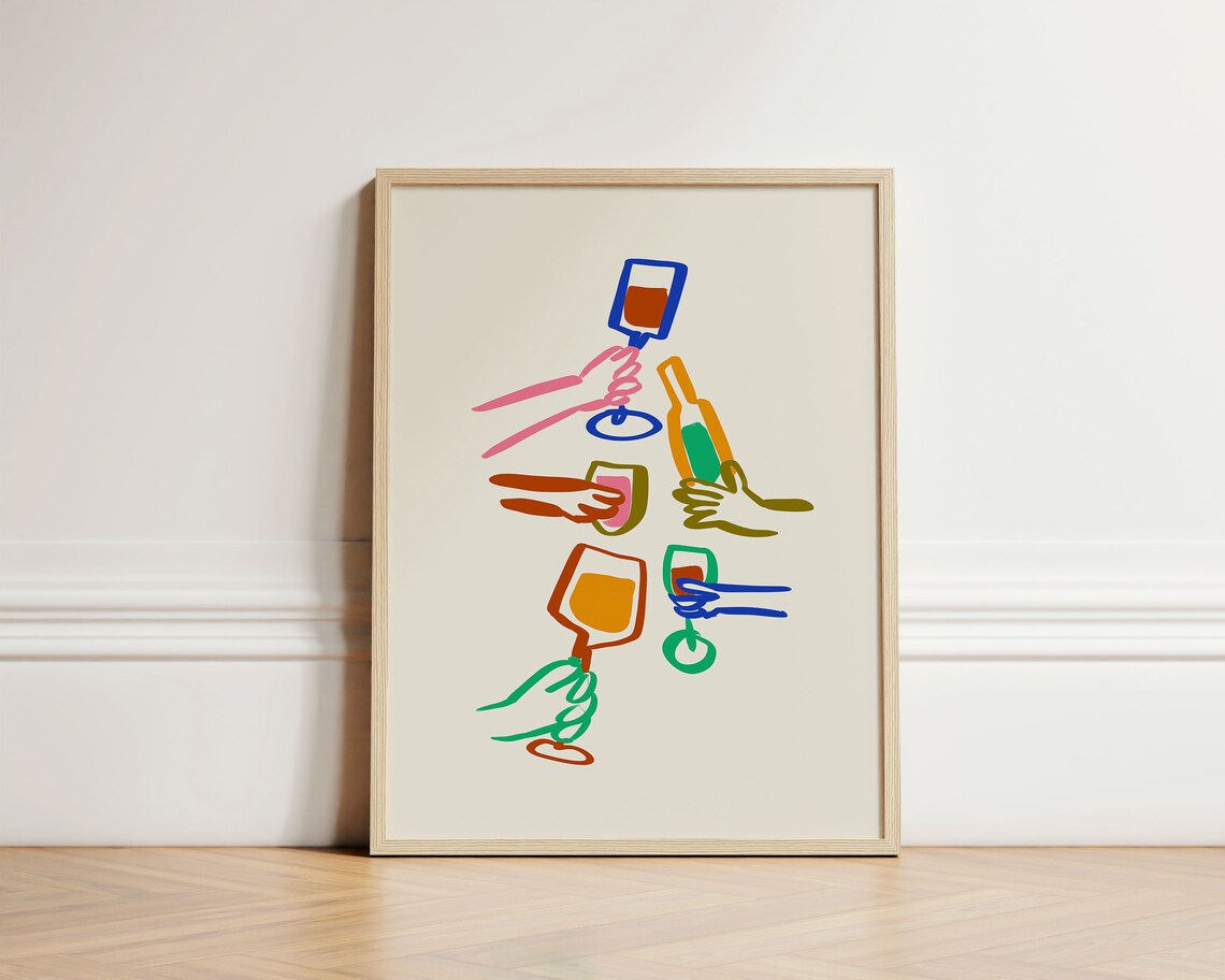 Colourful Cheers Cocktail Poster, Retro Kitchen Print