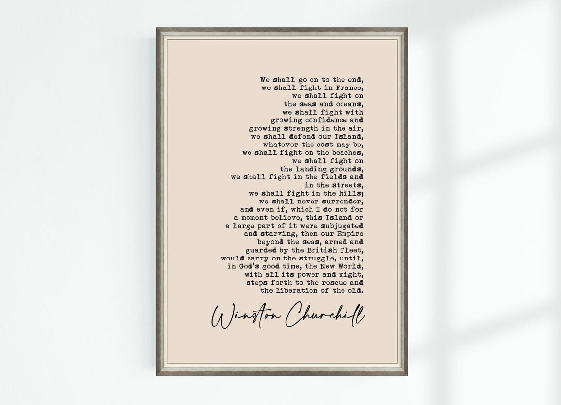Winston Churchill We Shall Fight On The Beaches Famous Speech Poster