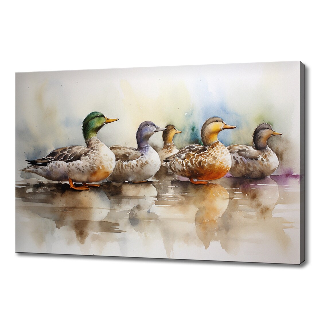 Wild Ducks Watercolor Art Print for Home Decor