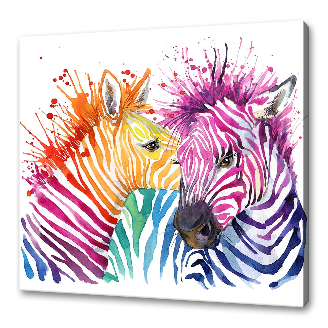 Zebras Colourful Art Print, Wildlife Wall Decor