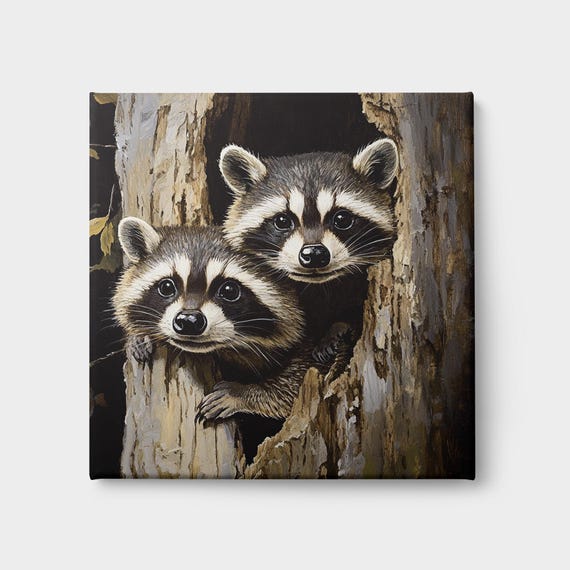 Raccoons Print Cute Wildlife Art For Home Decor Nature Wall Art Gift For Animal Lovers