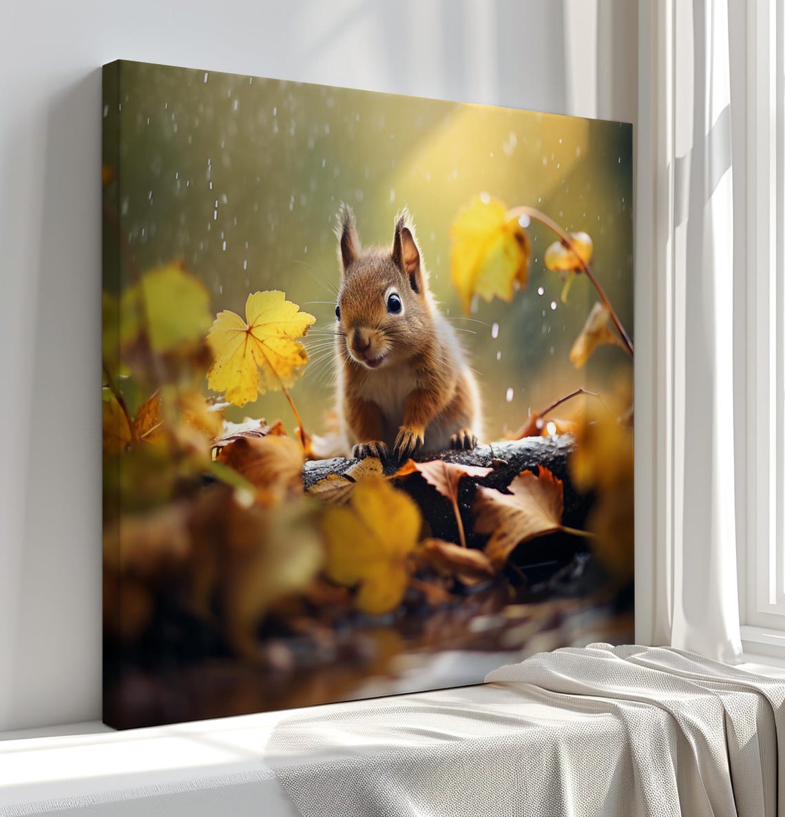Squirrel Print Wild Life Wall Art Cute Animal Photography For Autumn Forest Decor Nature Lovers