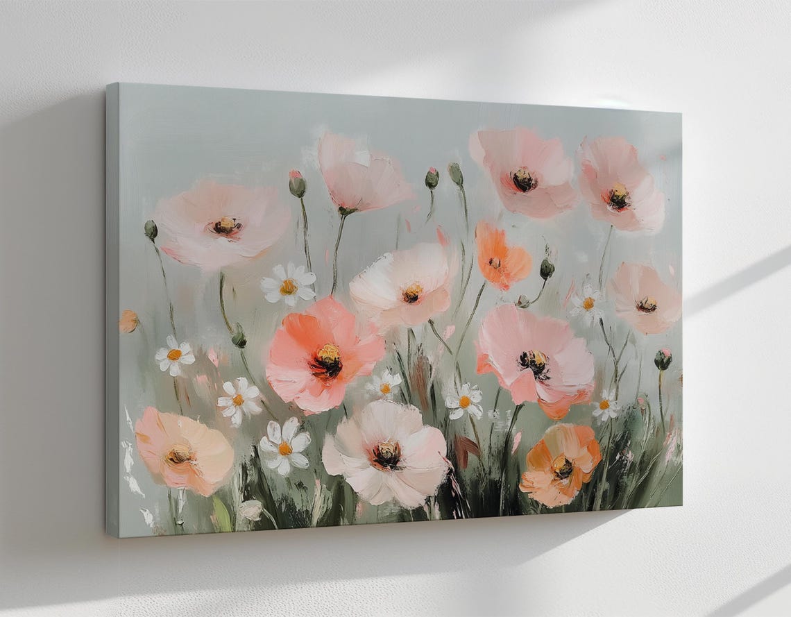 Beautiful Poppies Flowers Field Vintage Painting Print Nature Floral Art Print Living Room Botanical Wall Art Farmhouse Decor Art - Image 4