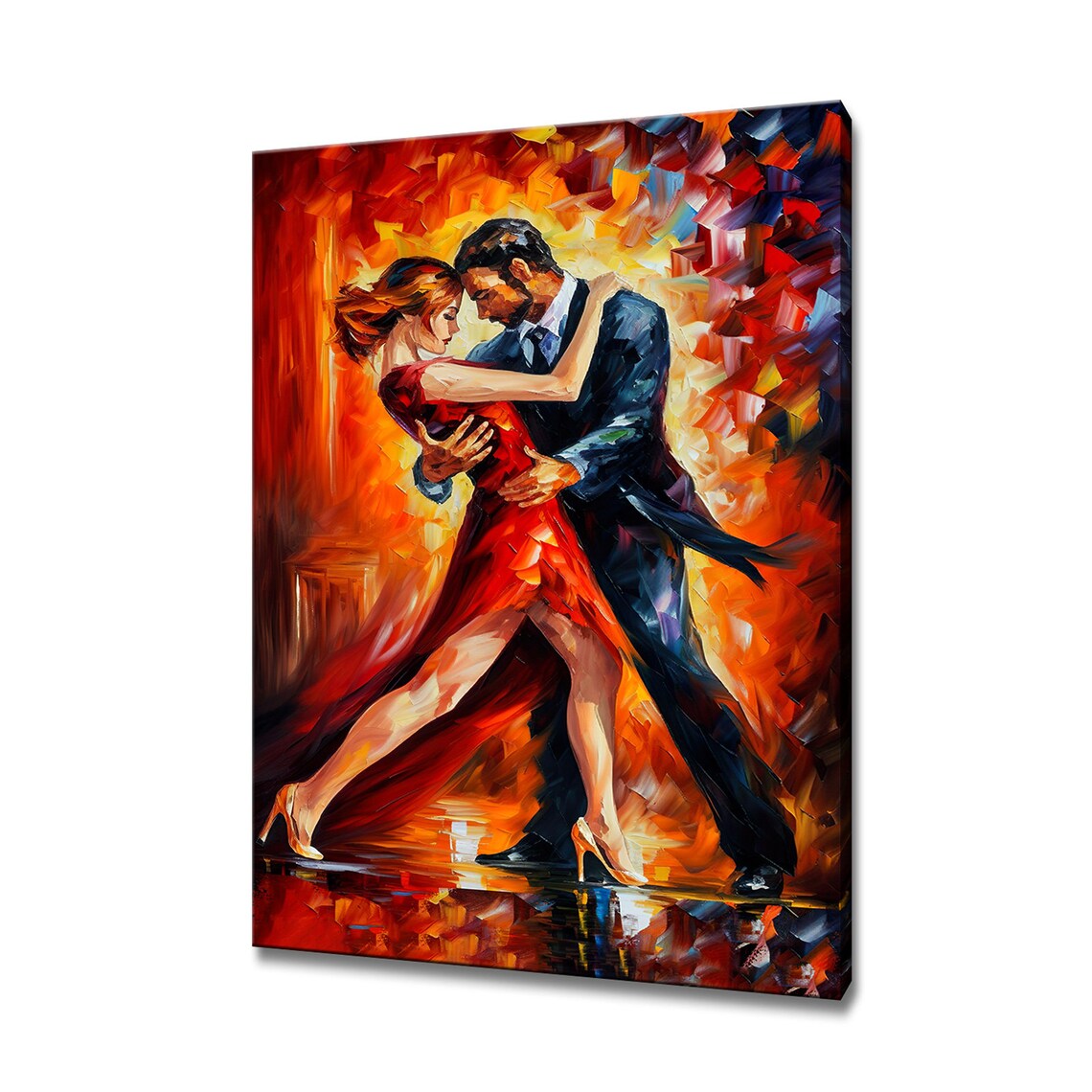 Tango Couple Dancing Art Print, Red and Black Valentine