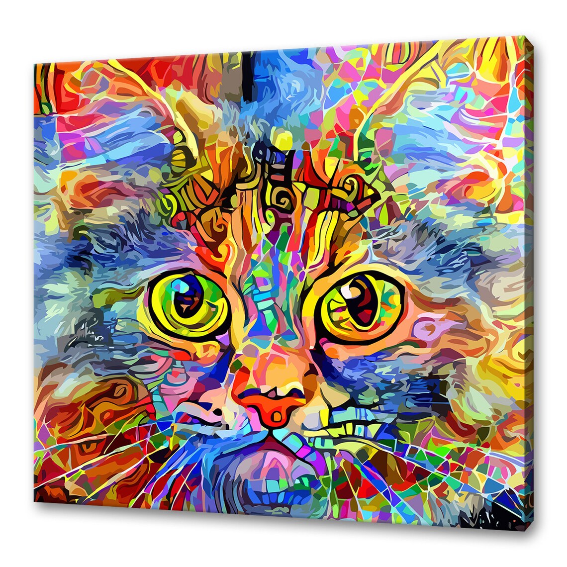 Kitten Art Print, Colourful Custom Cat Wall Decor