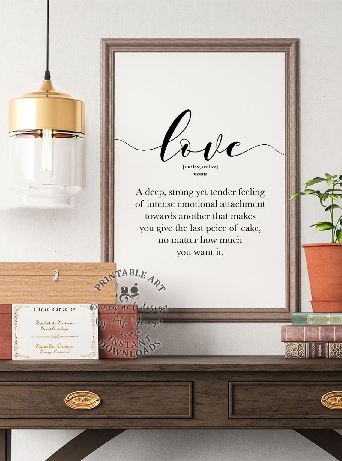 Love Dictionary Definition Tender Feeling Script Typography Poster