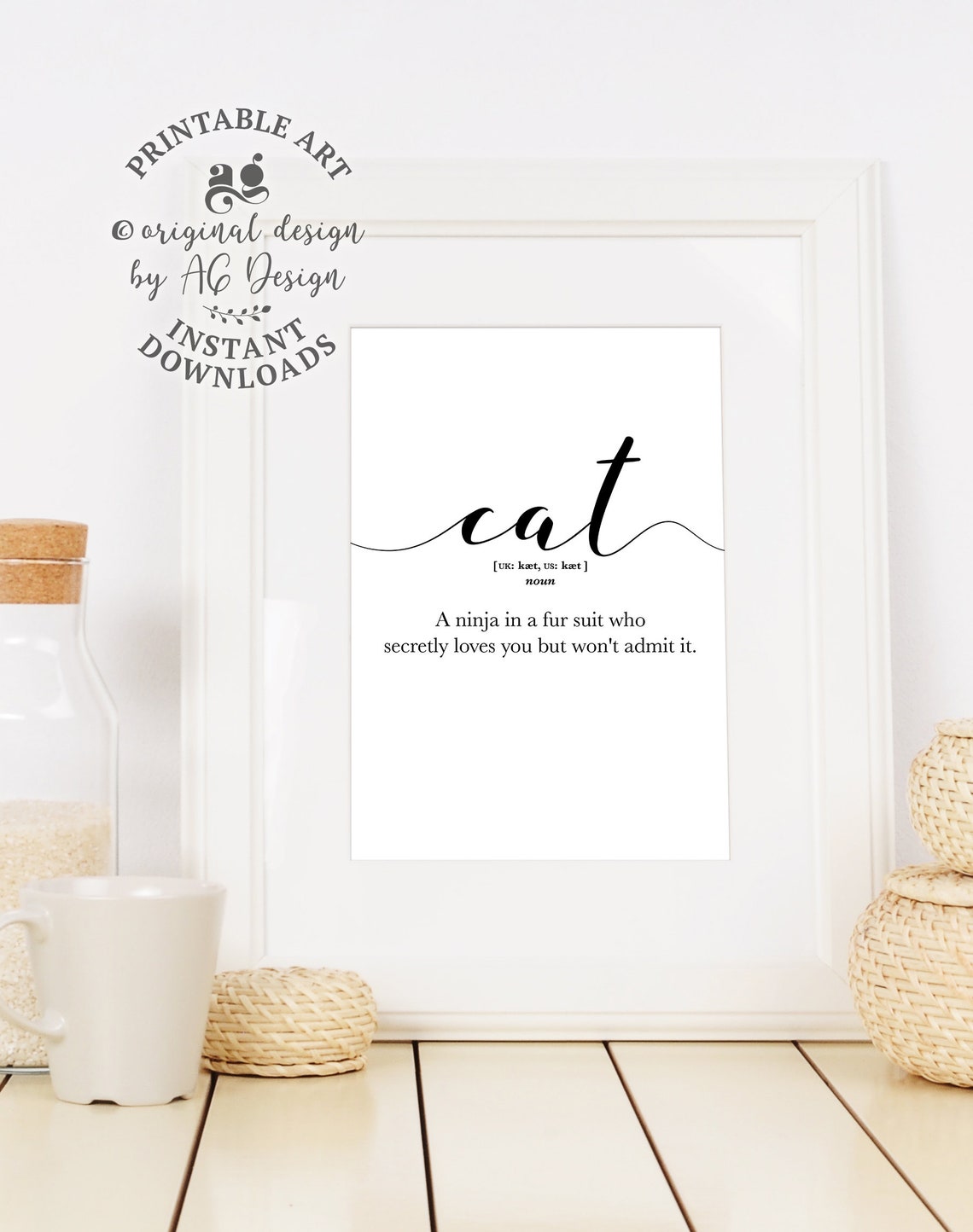 Cat Dictionary Definition Ninja in a Fur Suit Funny Cat Humor Poster
