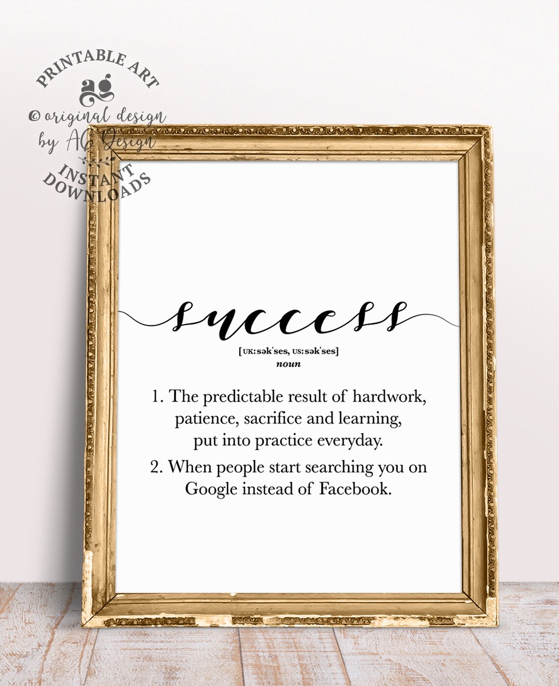 Success Definition Quote Art Print, Typography Decor