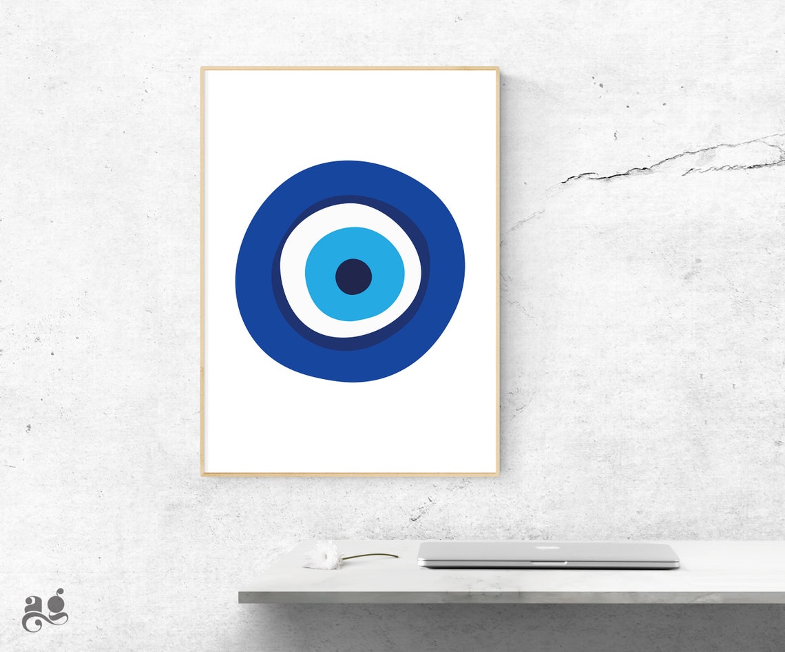 Blue Evil Eye Nazar Amulet Boho Protection Symbol Decor Poster - Image 3