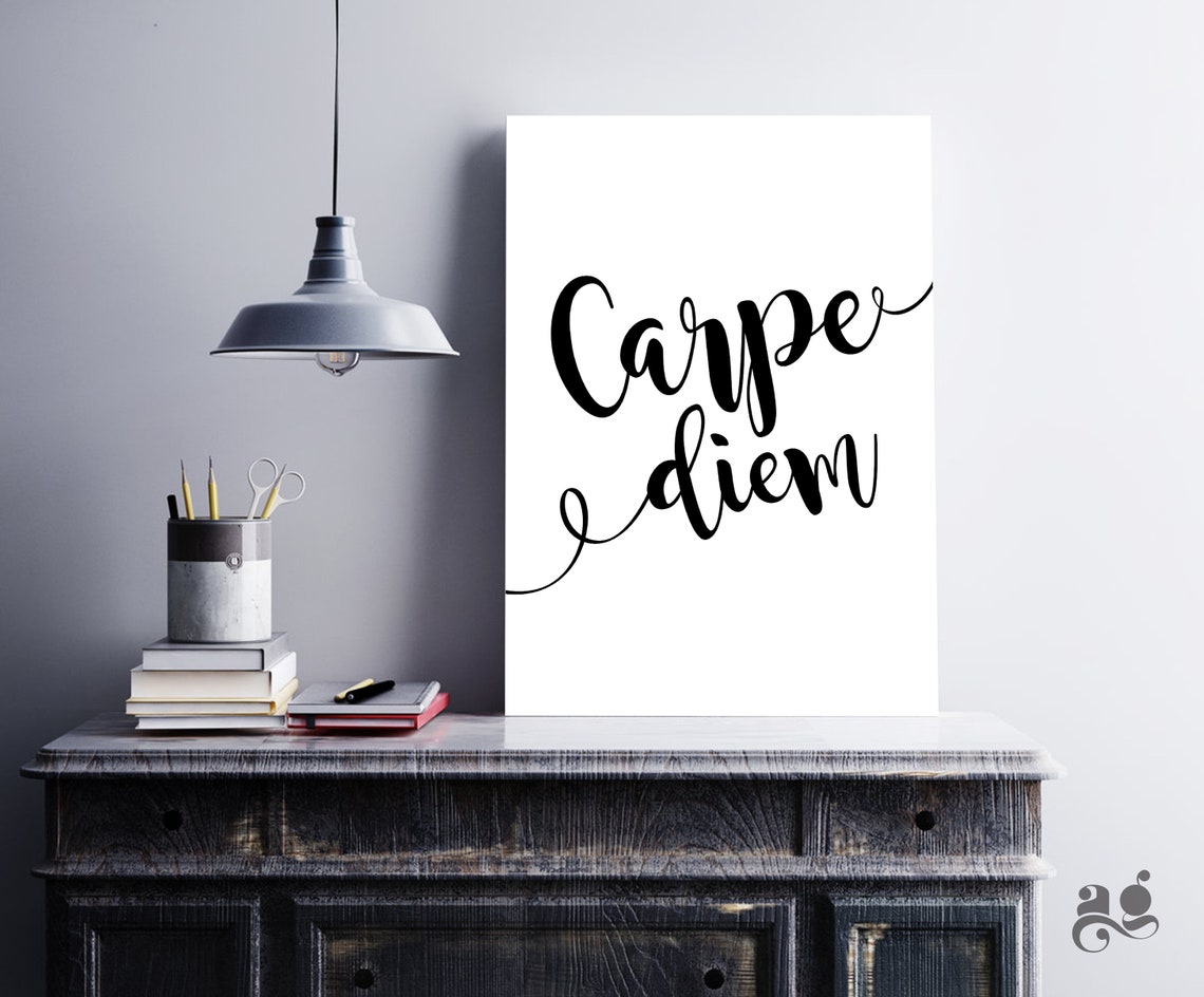 Carpe Diem Seize the Day Elegant Latin Script Motivational Poster - Image 3