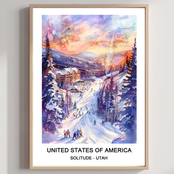 Solitude Mountain Utah Ski Resort Watercolor Art Print