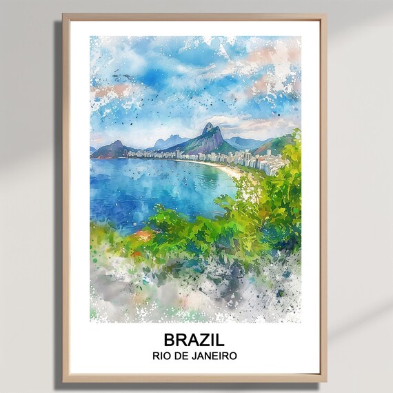 Rio De Janeiro Watercolor Print Brazil Cityscape Wall Art